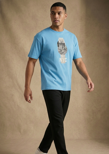 Men,s Oversized Black Hd Print T-Shirt (NYC)