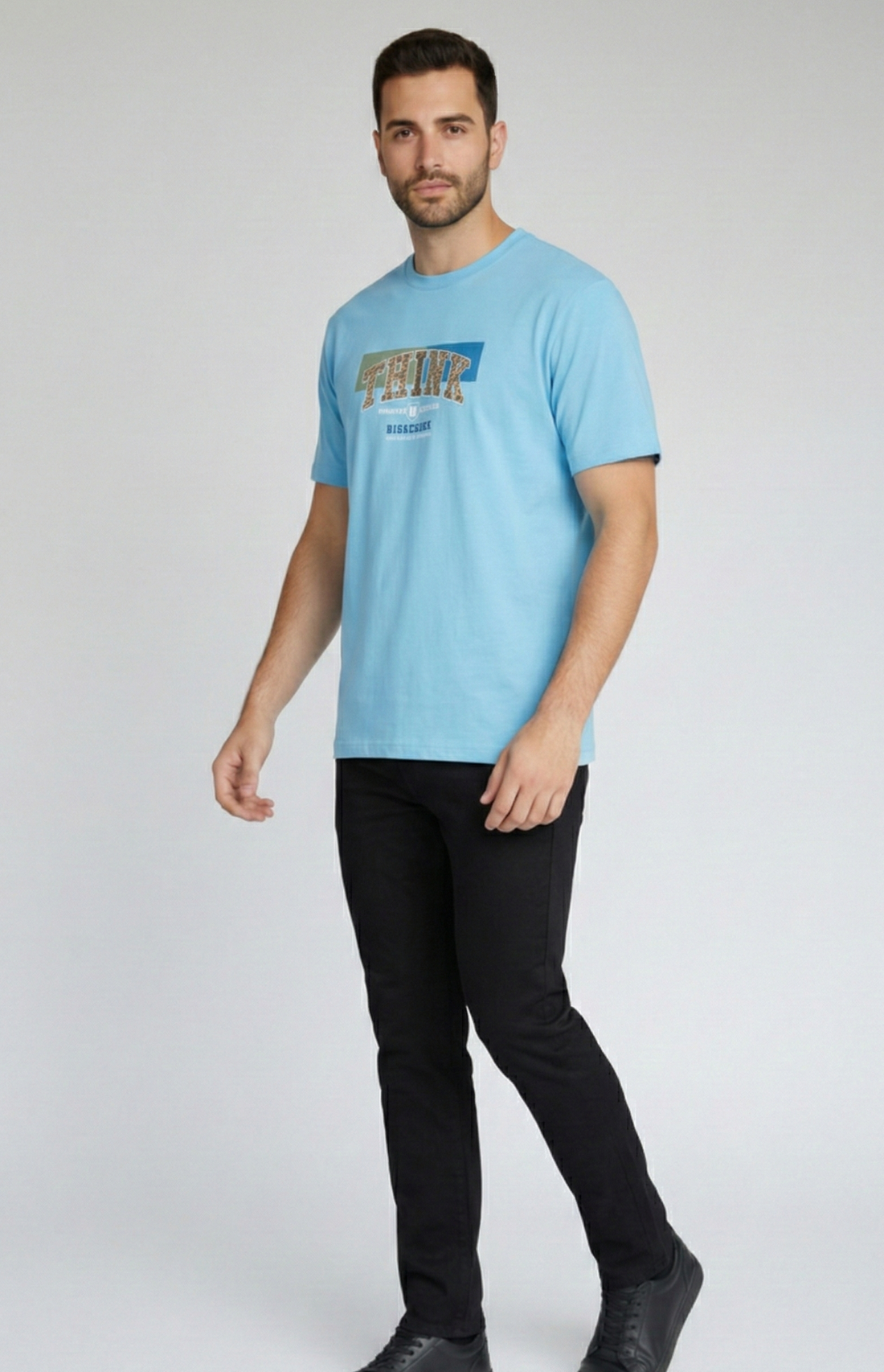 Men,s Oversized Black Hd Print T-Shirt (Think)