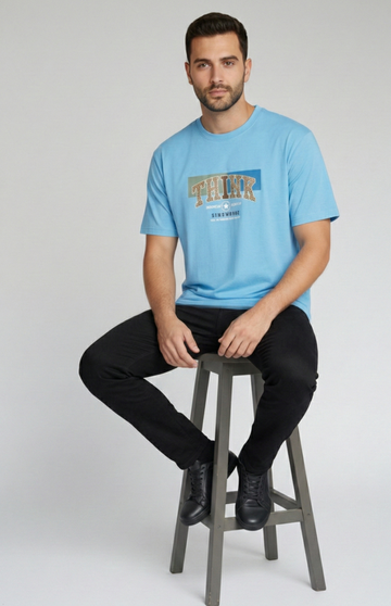 Men,s Oversized Black Hd Print T-Shirt (Think)