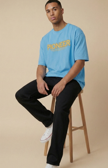Men,s Oversized Black Print T-Shirt (Pioneer)