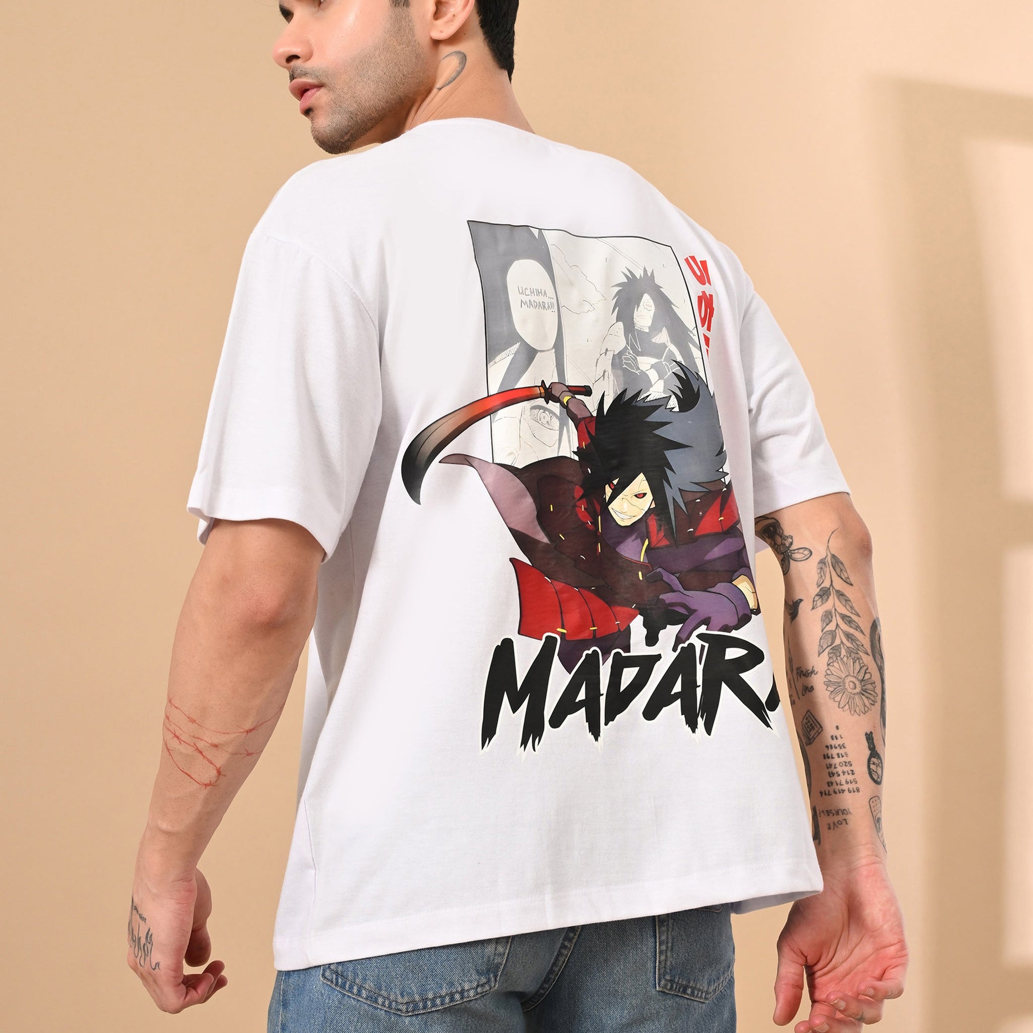 MADARA UCHIHA NARUTO PRINTED OVERSIZED T-SHIRT