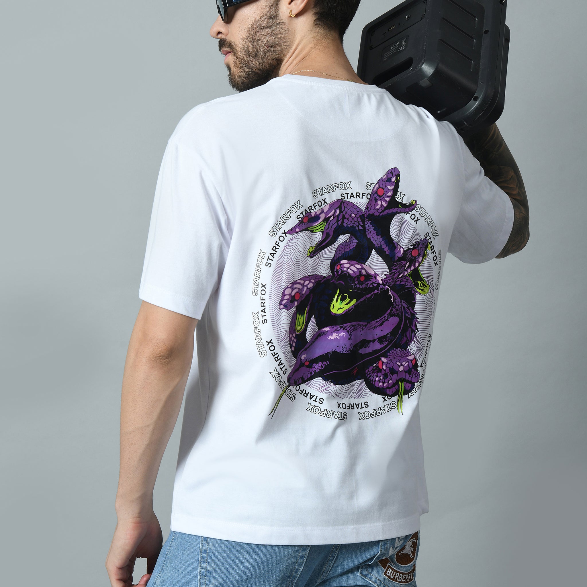 Purple Python Printed Oversized T-shirt