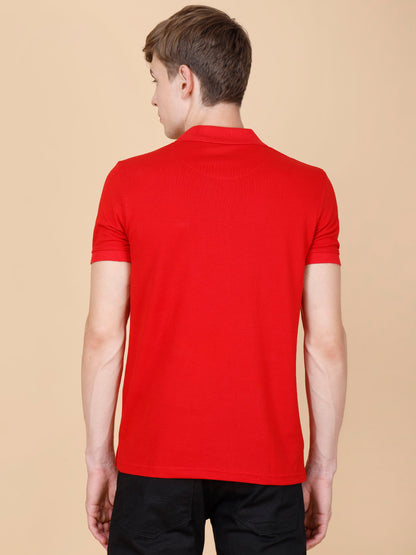 Red Polo Neck Half Sleeve  T-Shirt