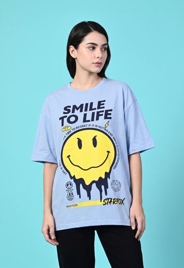 Women's Printed  T-Shirt - Sky