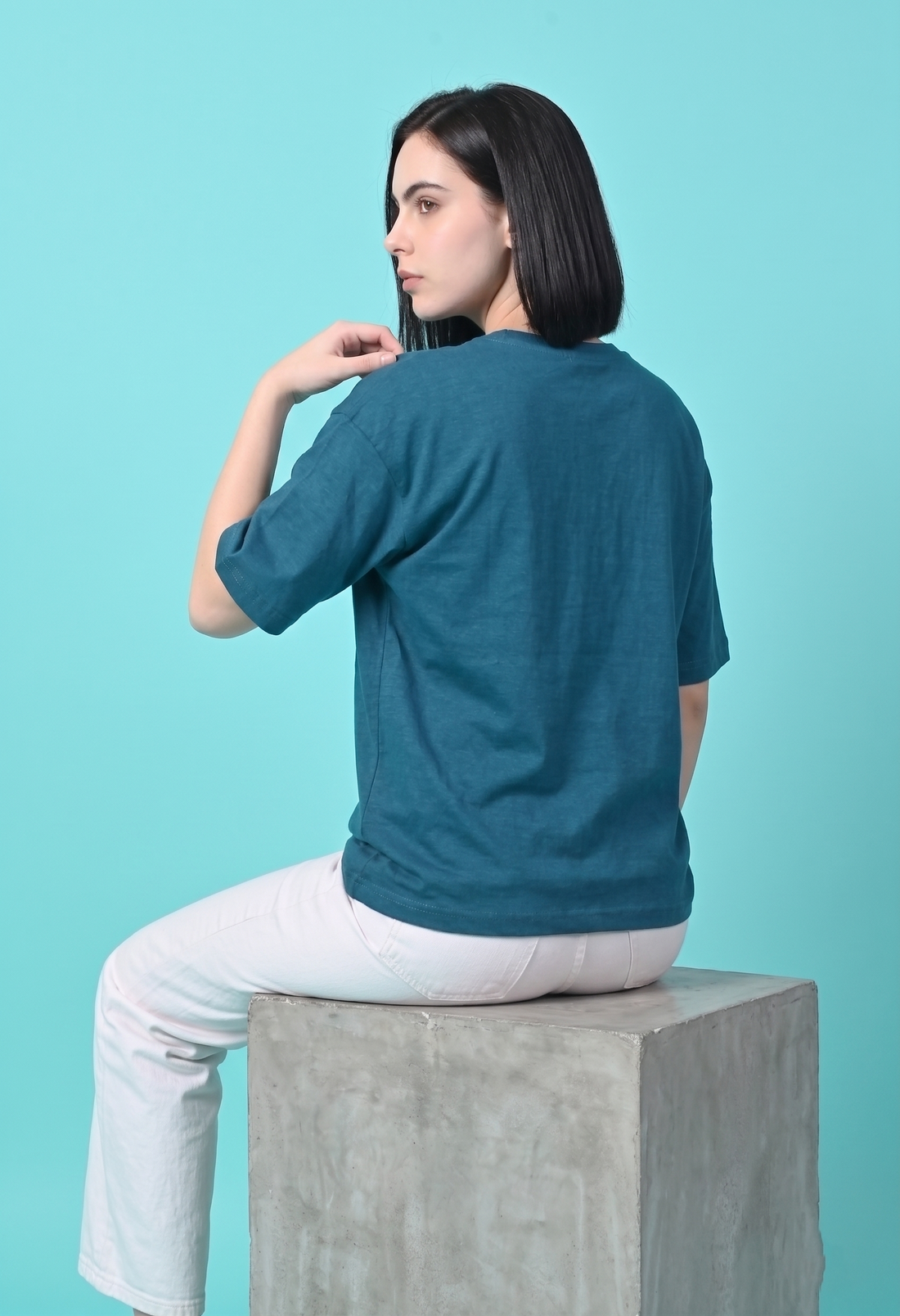 Women's Printed  T-Shirt - TealBlue