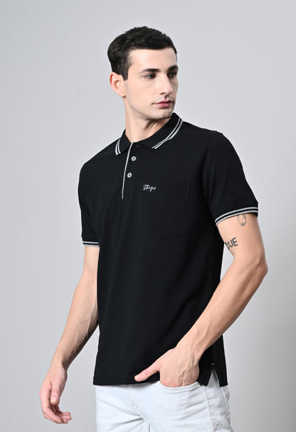 Black Tipping Polo Half Sleeve T-Shirt