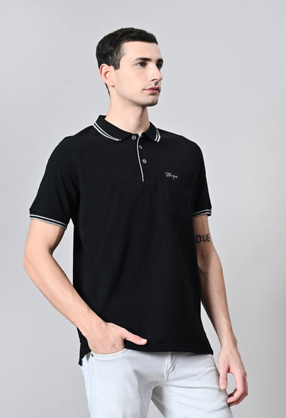 Black Tipping Polo Half Sleeve T-Shirt