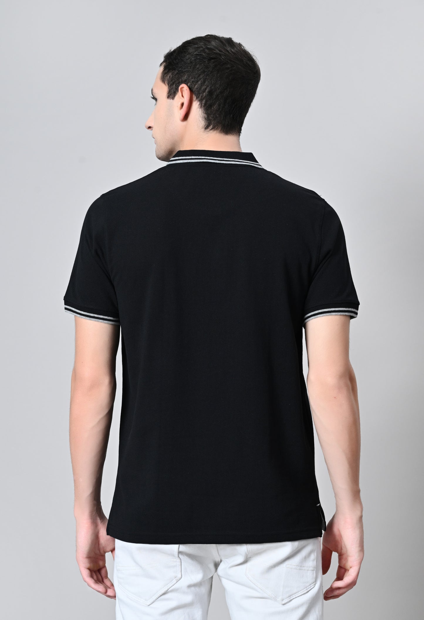 Black Tipping Polo Half Sleeve T-Shirt