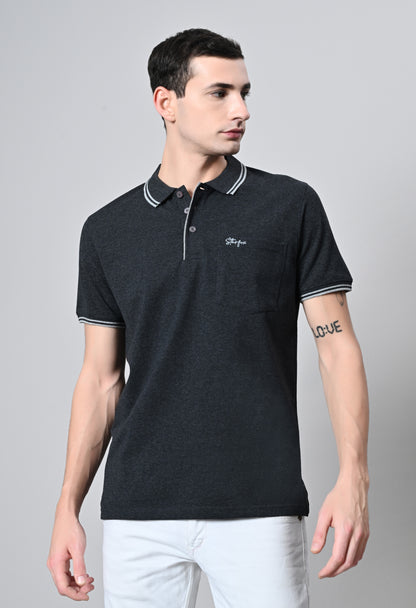 Black Tipping Polo Half Sleeve T-Shirt