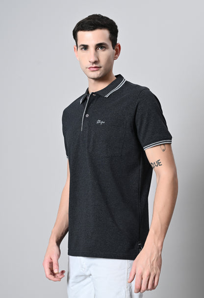 Black Tipping Polo Half Sleeve T-Shirt