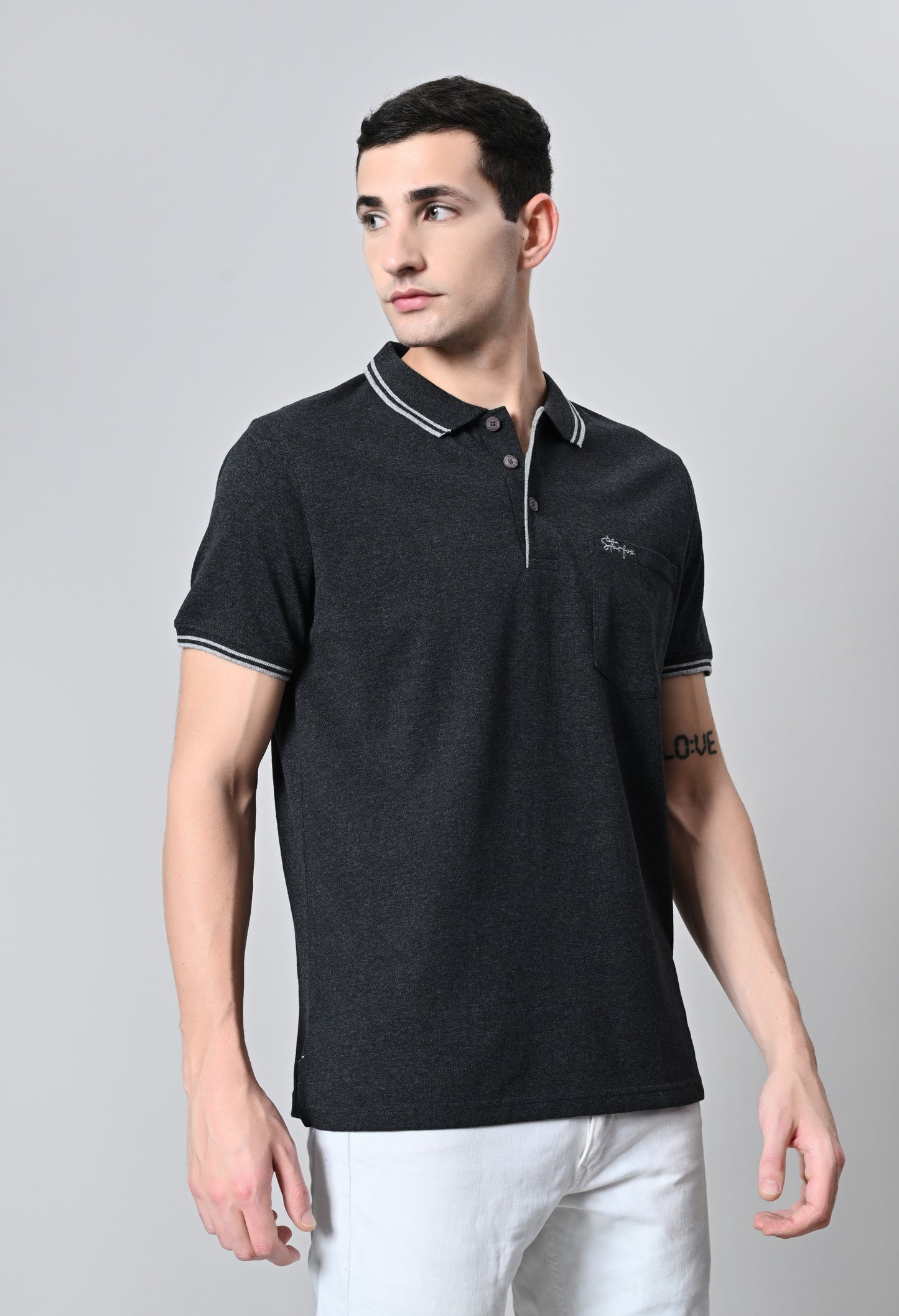 Black Tipping Polo Half Sleeve T-Shirt