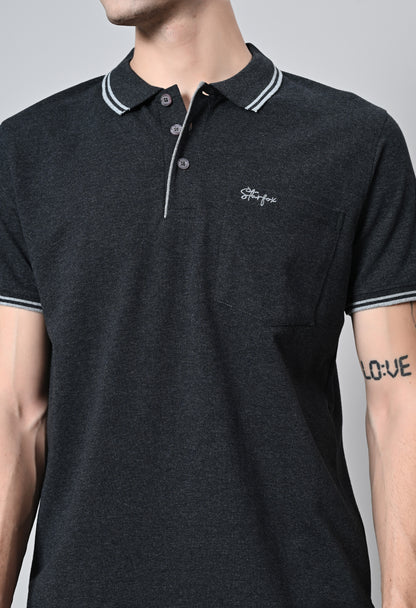 Black Tipping Polo Half Sleeve T-Shirt