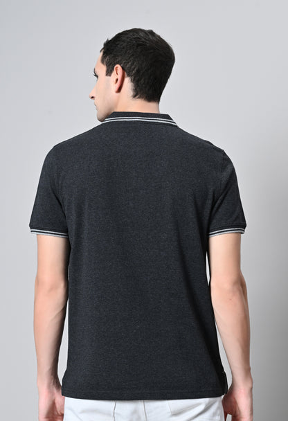 Black Tipping Polo Half Sleeve T-Shirt