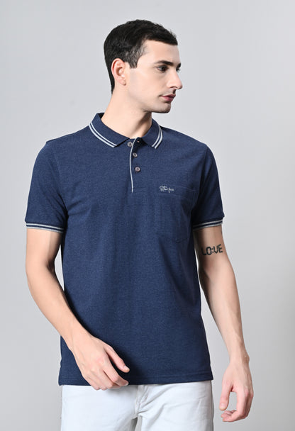 Denim Tipping Polo Half Sleeve T-Shirt