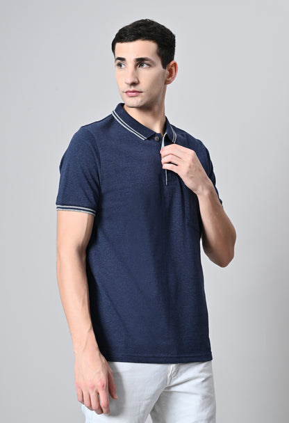 Denim Tipping Polo Half Sleeve T-Shirt