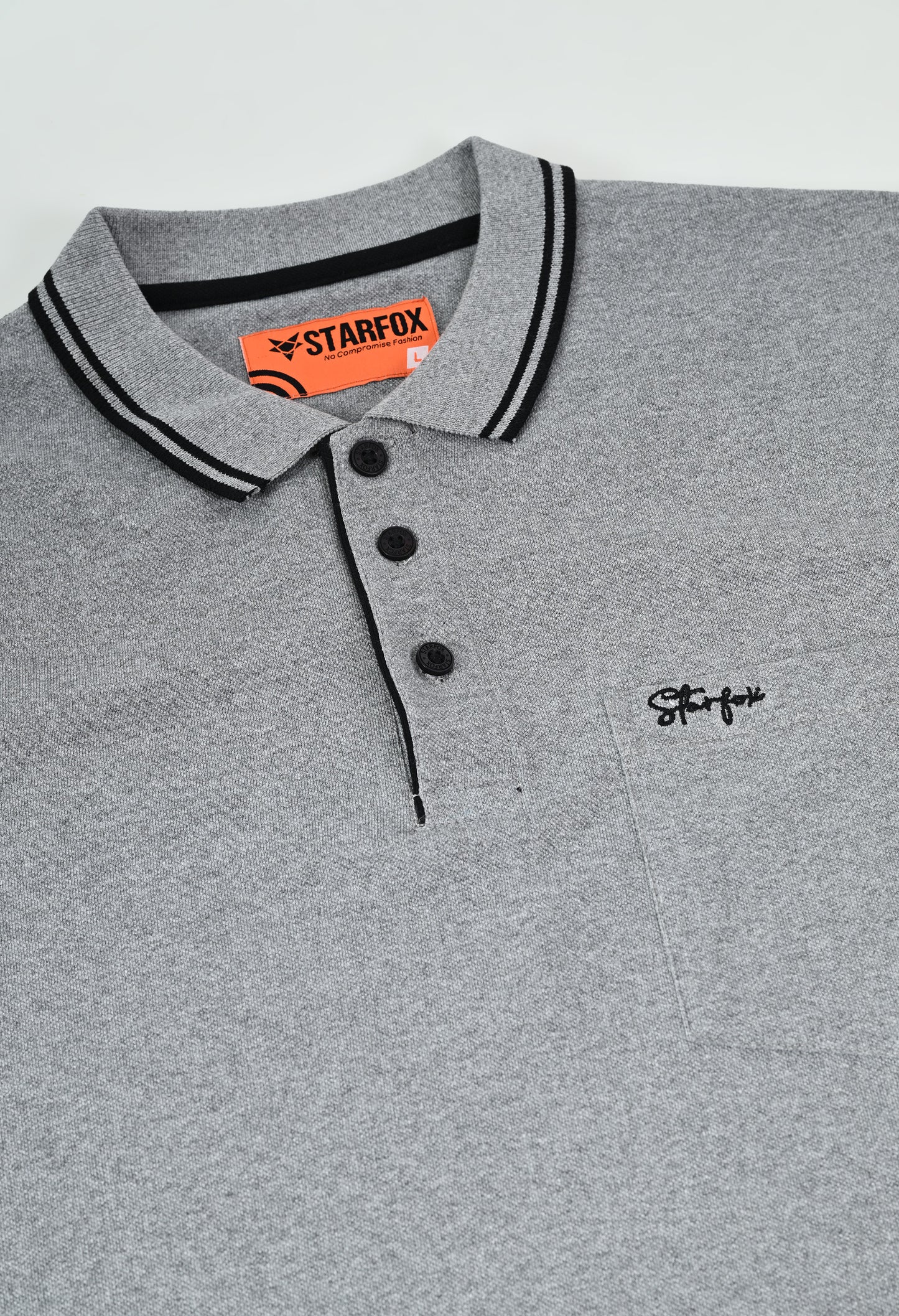 Grey Tipping Polo Half Sleeve T-Shirt