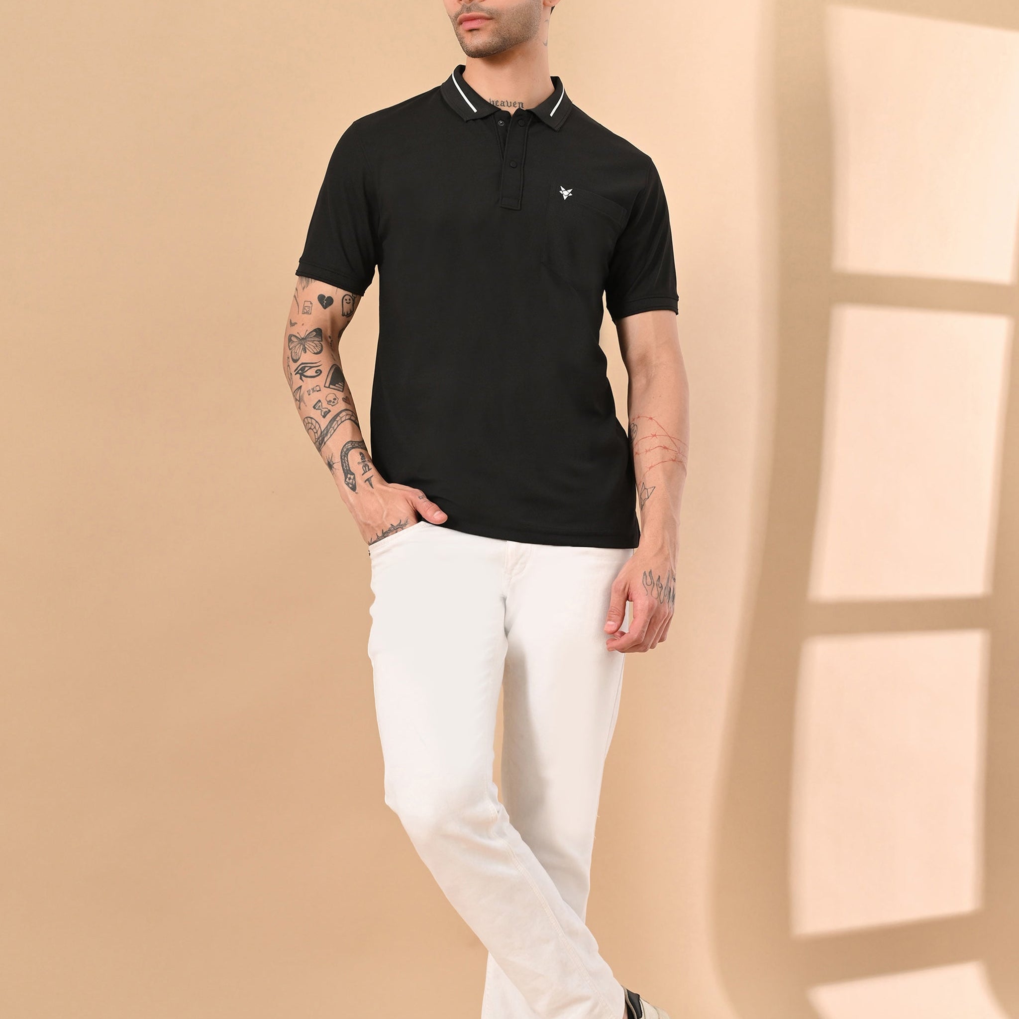 RAVEN BLACK DRY-FIT POLO WITH POCKET