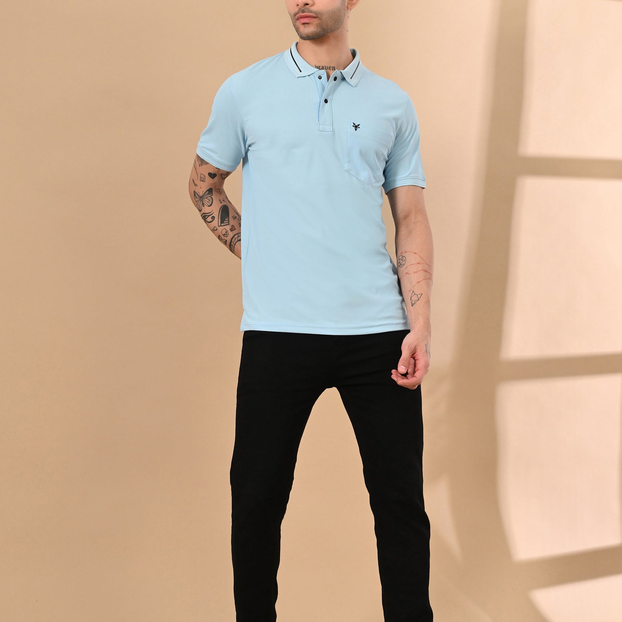SKY BLUE DRY-FIT POLO WITH POCKET