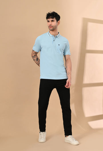 SKY BLUE DRY-FIT POLO WITH POCKET