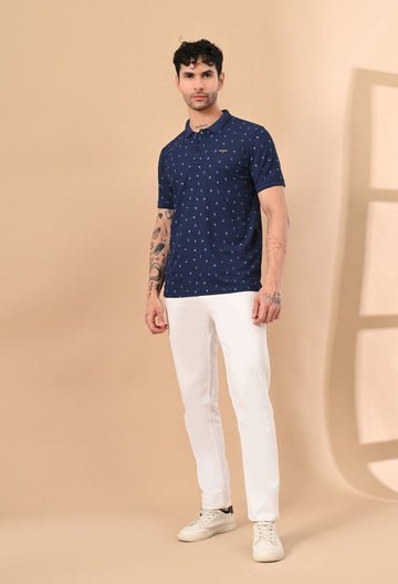 ASIAN BLUE ALL OVER PRINTED DRY-FIT POLO