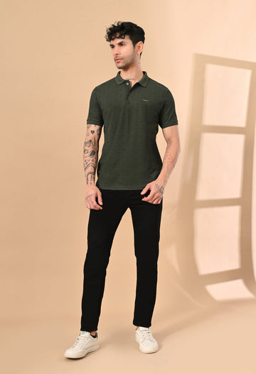 MOSS GREEN ALL OVER PRINTED DRY-FIT POLO
