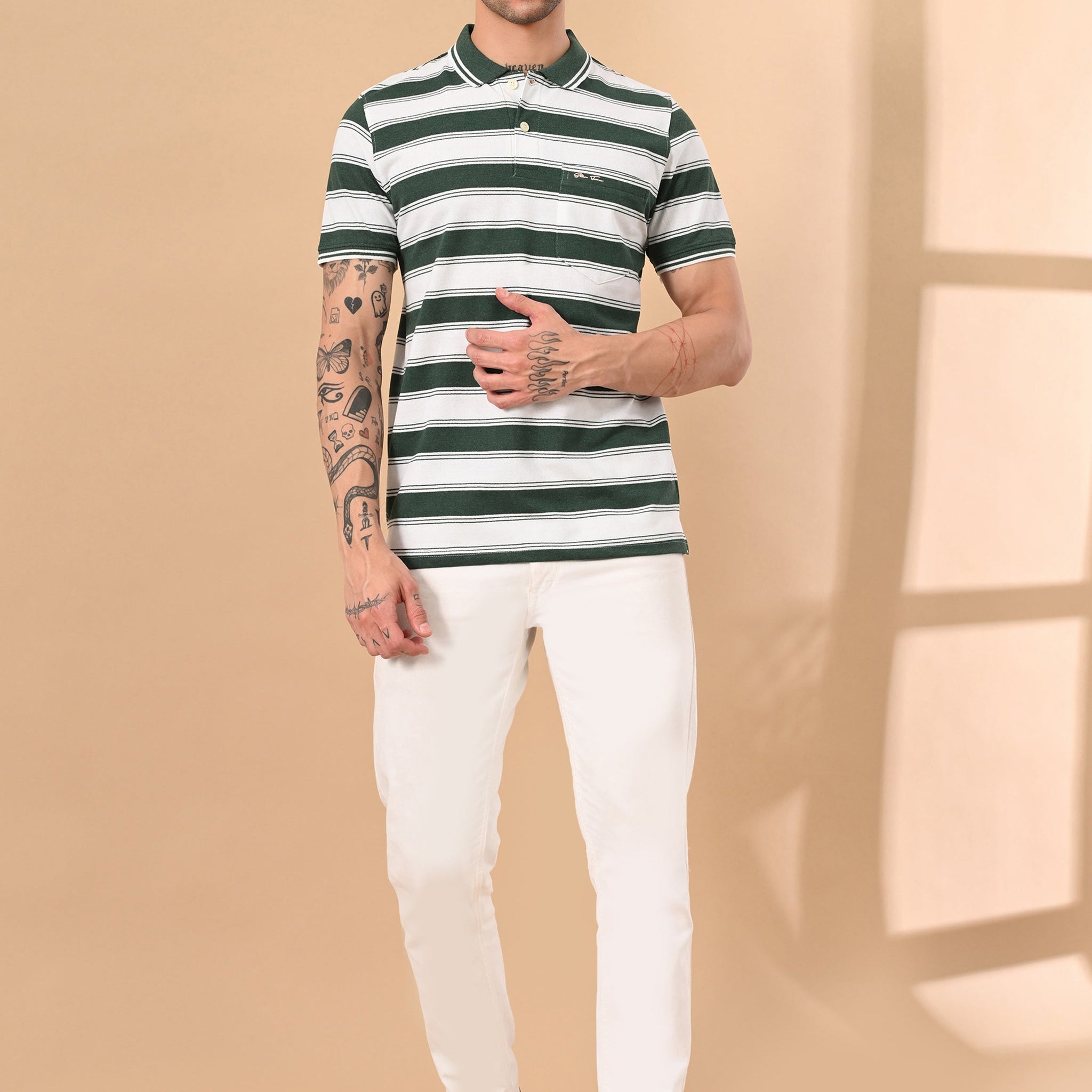 ENGINEERED STRIPER POLO TSHIRT WITH POCKET