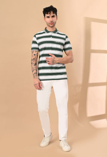 ENGINEERED STRIPER POLO TSHIRT WITH POCKET