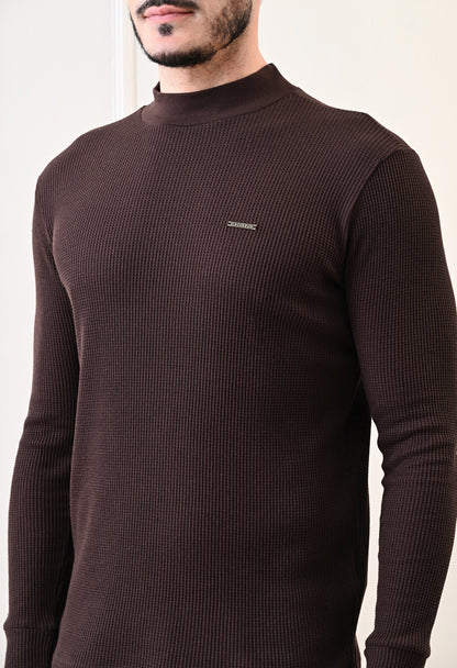 Men's Turtle Neck Textured Full Sleeve T-shirt