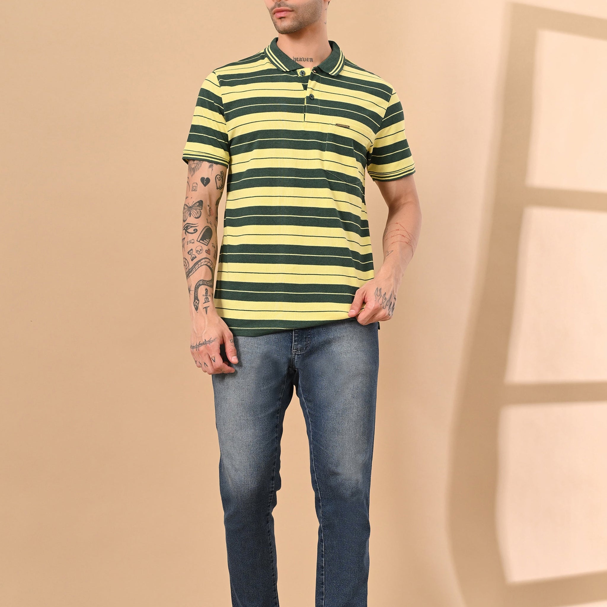 ENGINEERED STRIPER POLO TSHIRT WITH POCKET