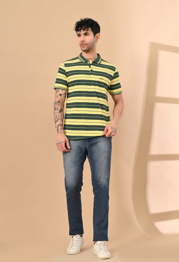 ENGINEERED STRIPER POLO TSHIRT WITH POCKET