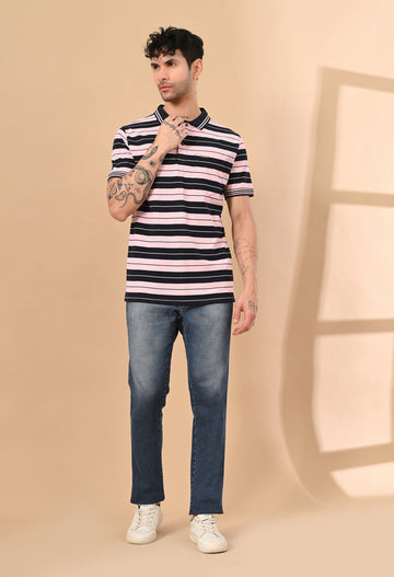 ENGINEERED STRIPER POLO TSHIRT WITH POCKET