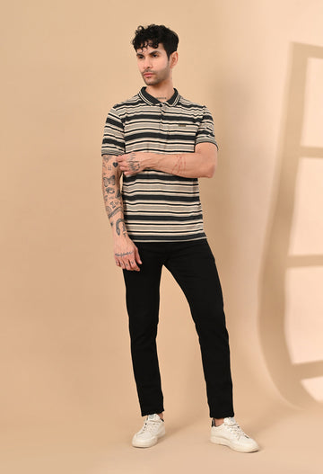 ENGINEERED STRIPER POLO TSHIRT WITH POCKET