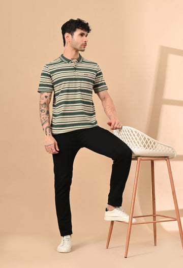 ENGINEERED STRIPER POLO TSHIRT WITH POCKET