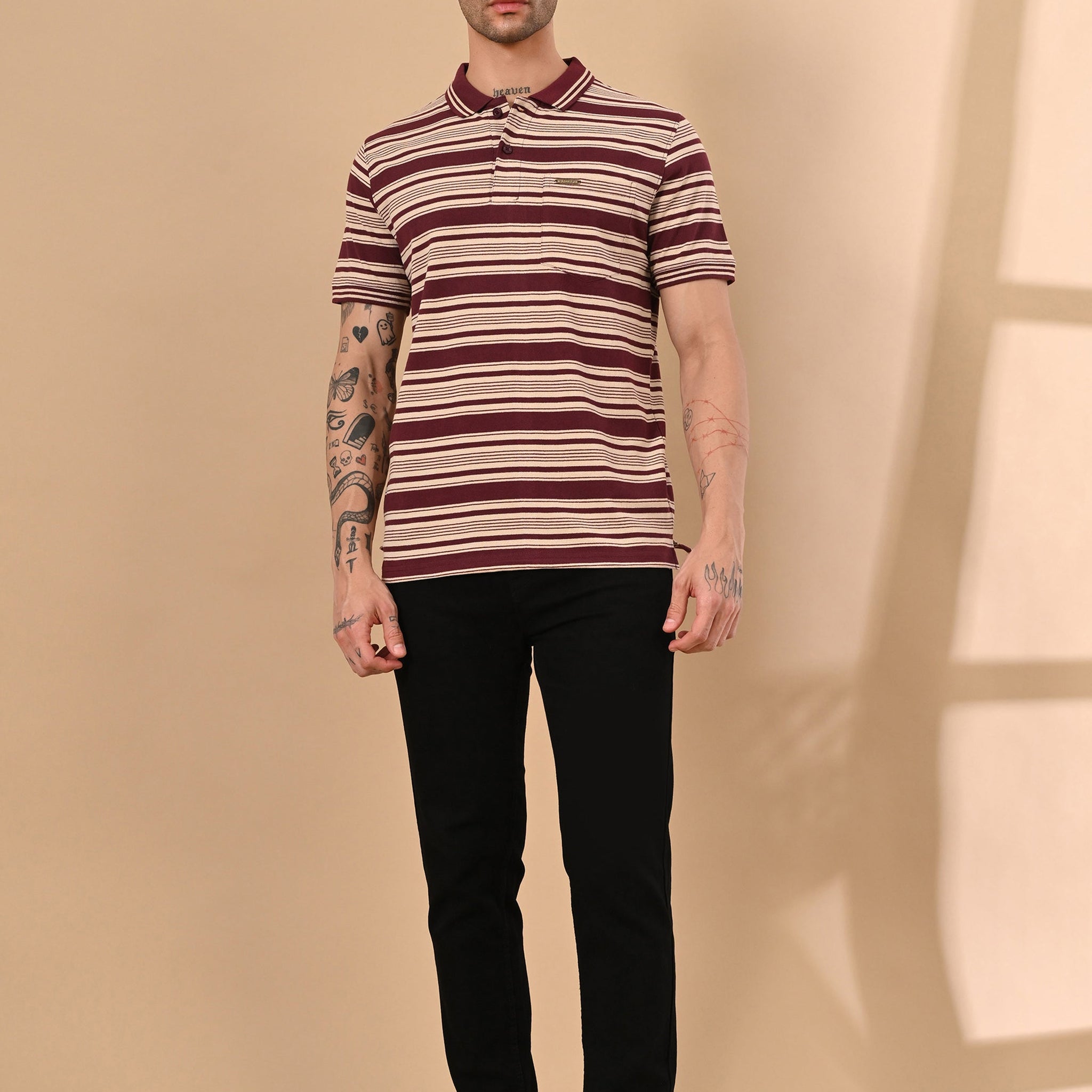 ENGINEERED STRIPER POLO TSHIRT WITH POCKET