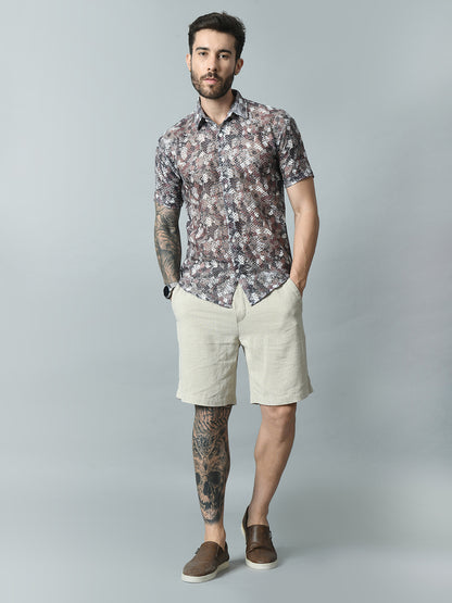 Men Slim Fit Opaque Printed Party Shirt