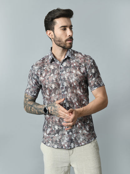 Men Slim Fit Opaque Printed Party Shirt