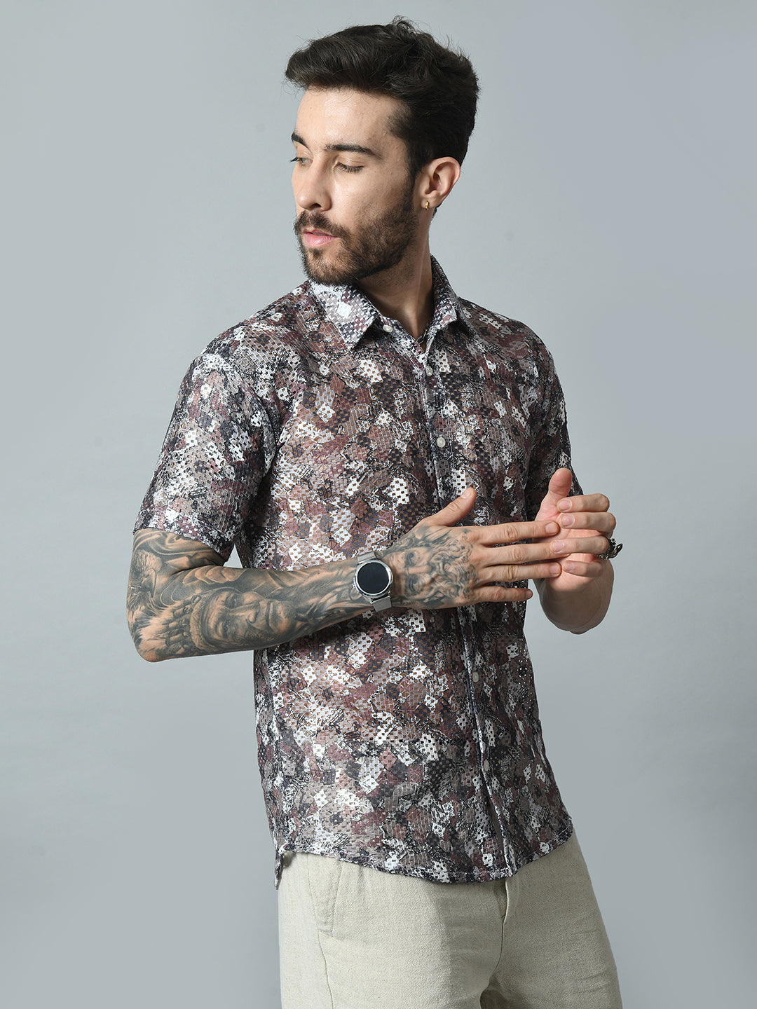 Men Slim Fit Opaque Printed Party Shirt