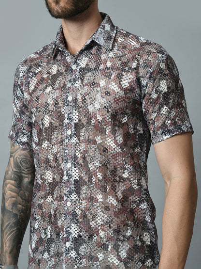 Men Slim Fit Opaque Printed Party Shirt