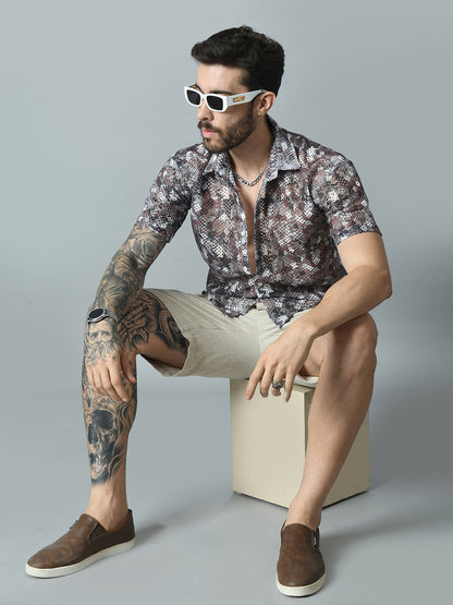 Men Slim Fit Opaque Printed Party Shirt