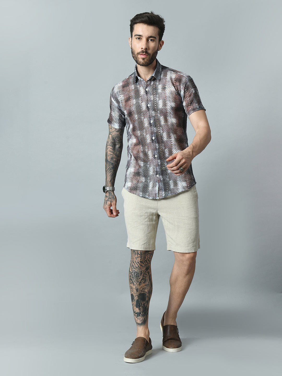 Men Slim Fit Opaque Printed Party Shirt