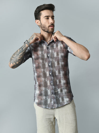 Men Slim Fit Opaque Printed Party Shirt