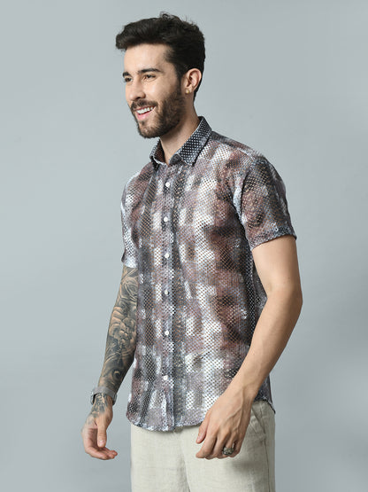 Men Slim Fit Opaque Printed Party Shirt