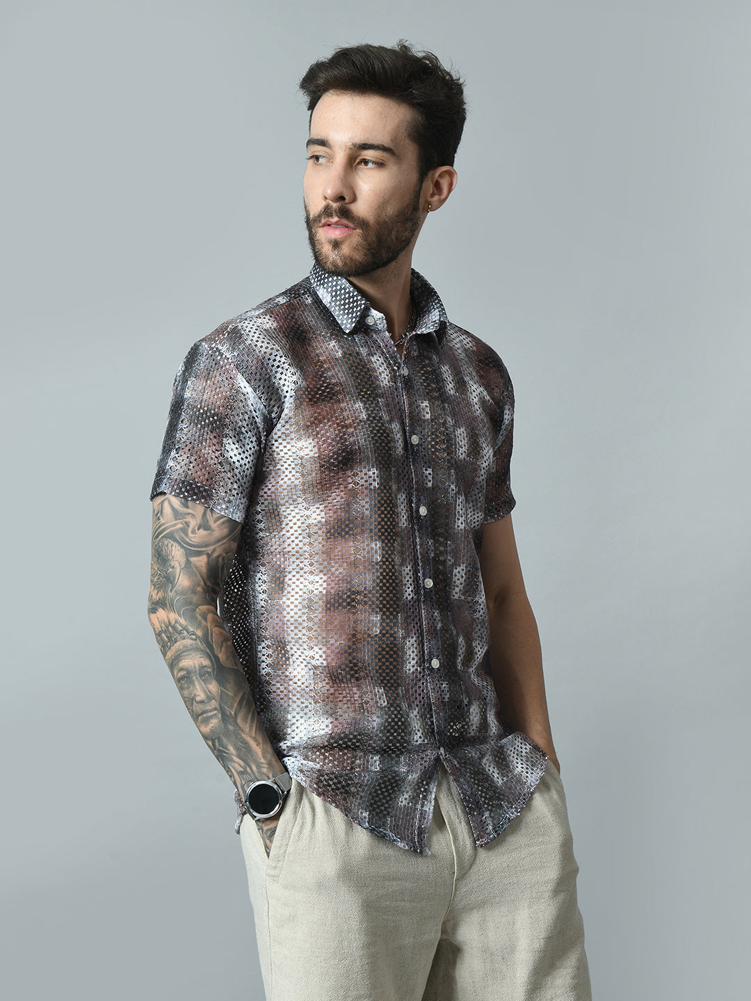 Men Slim Fit Opaque Printed Party Shirt