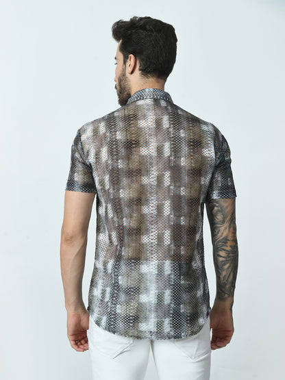 Men Slim Fit Opaque Printed Party Shirt