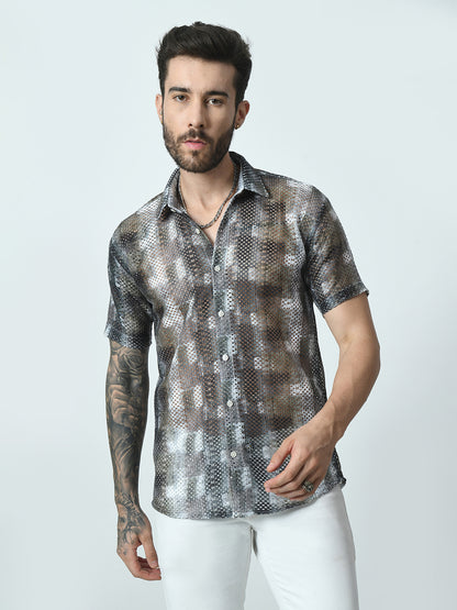 Men Slim Fit Opaque Printed Party Shirt