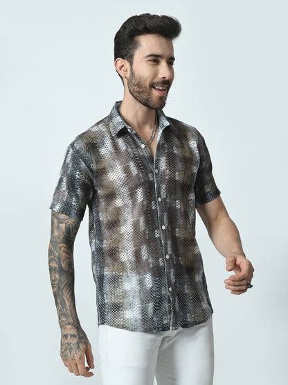 Men Slim Fit Opaque Printed Party Shirt