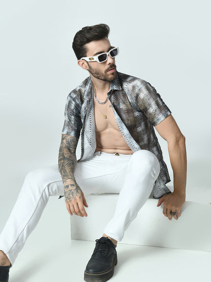 Men Slim Fit Opaque Printed Party Shirt