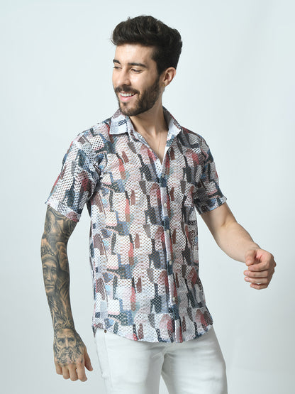 Men Slim Fit Opaque Printed Party Shirt