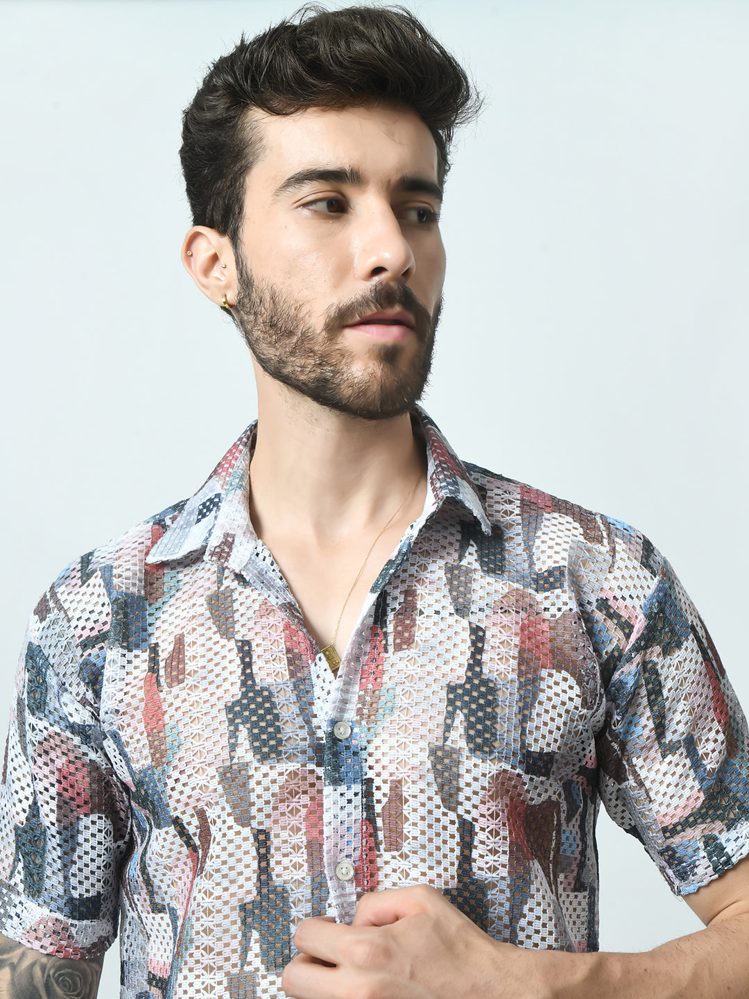 Men Slim Fit Opaque Printed Party Shirt