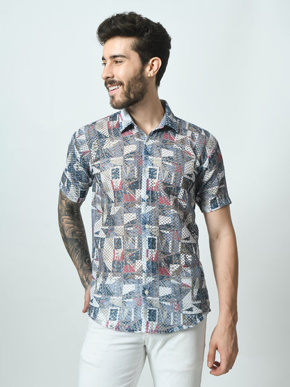 Men Slim Fit Opaque Printed Party Shirt